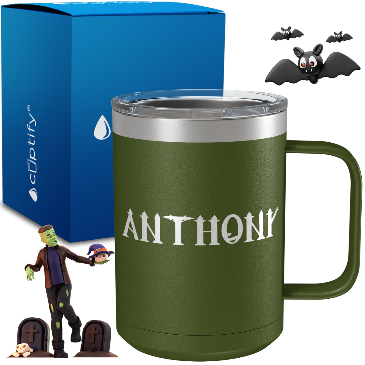Personalized Creepy Halloween Font on 15oz Stainless Coffee Mug