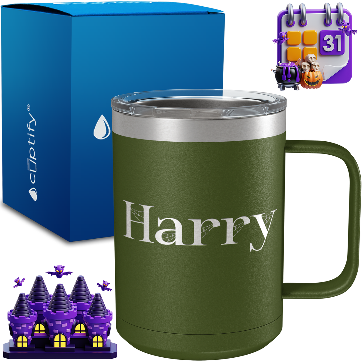 Personalized Wicked Halloween Font on 15oz Stainless Coffee Mug