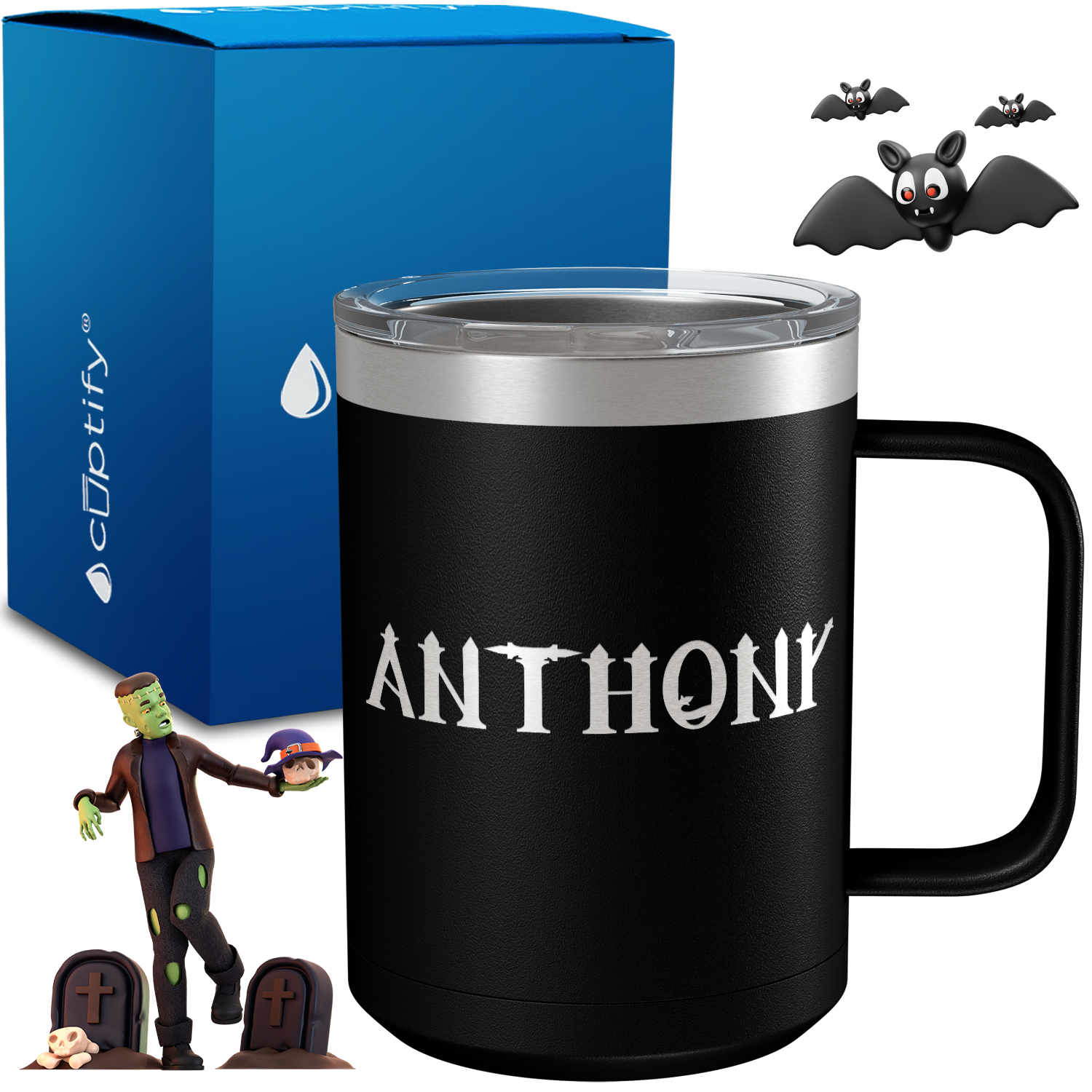 Personalized Creepy Halloween Font on 15oz Stainless Coffee Mug