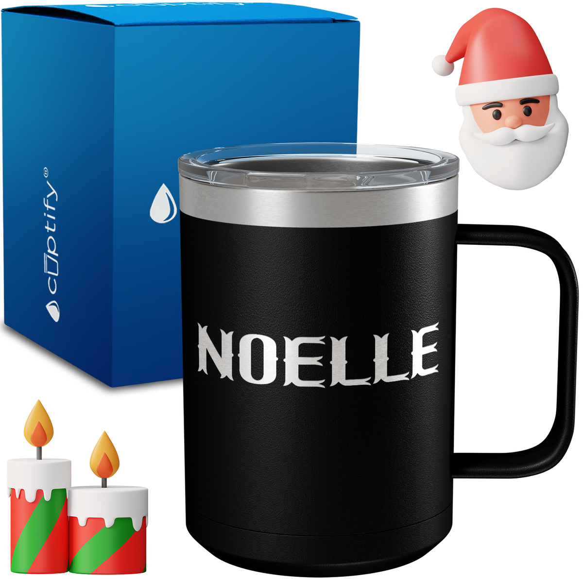 Personalized Claus Christmas Font on 15oz Stainless Coffee Mug