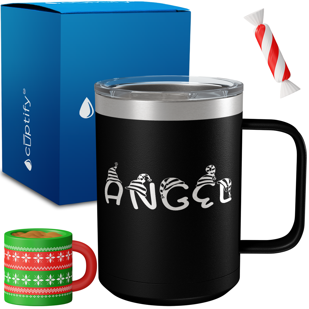 Personalized Elfen Christmas Font on 15oz Stainless Coffee Mug