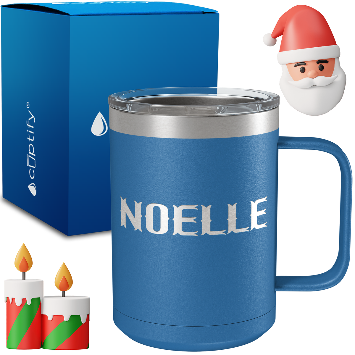 Personalized Claus Christmas Font on 15oz Stainless Coffee Mug