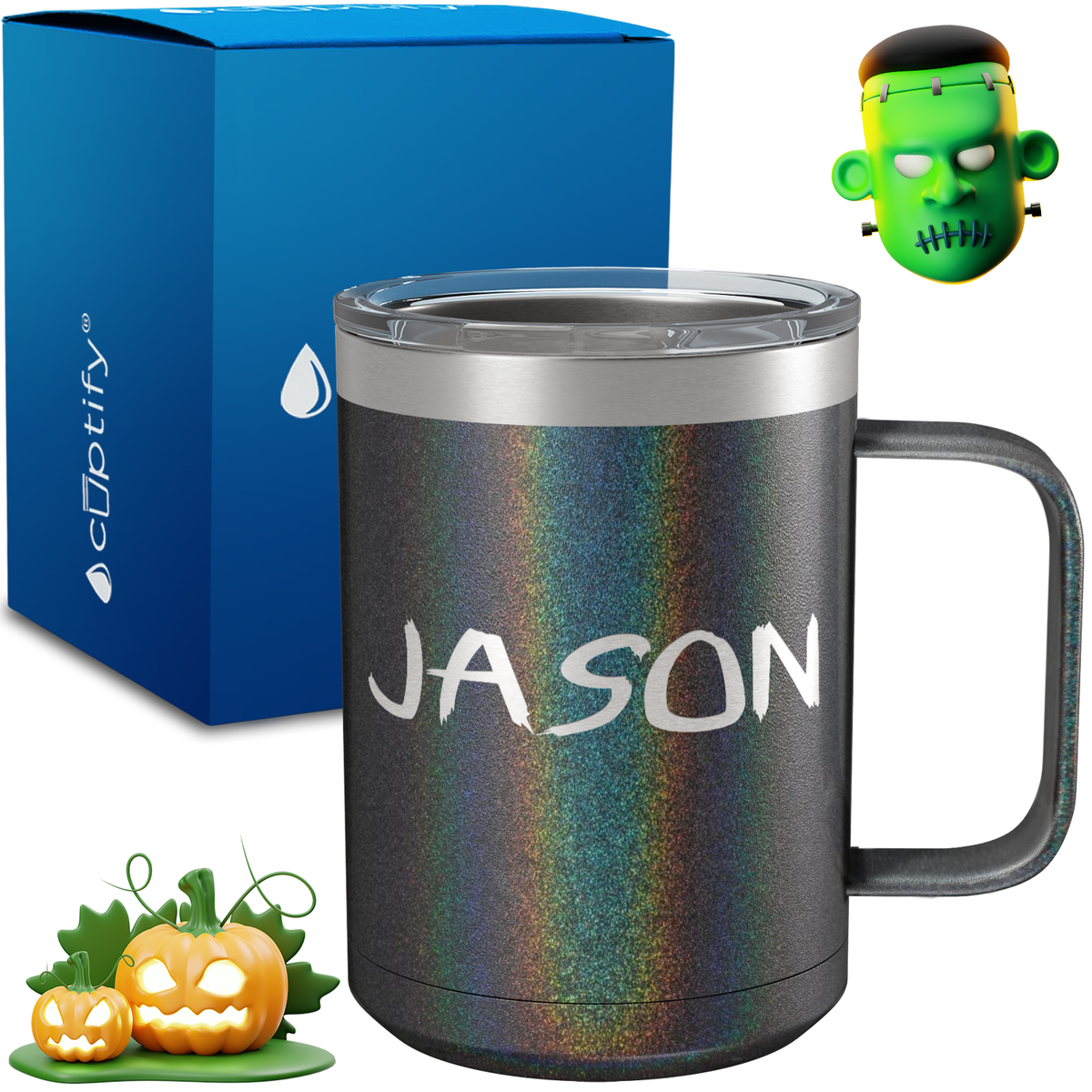 Personalized Scary Halloween Font on 15oz Stainless Coffee Mug