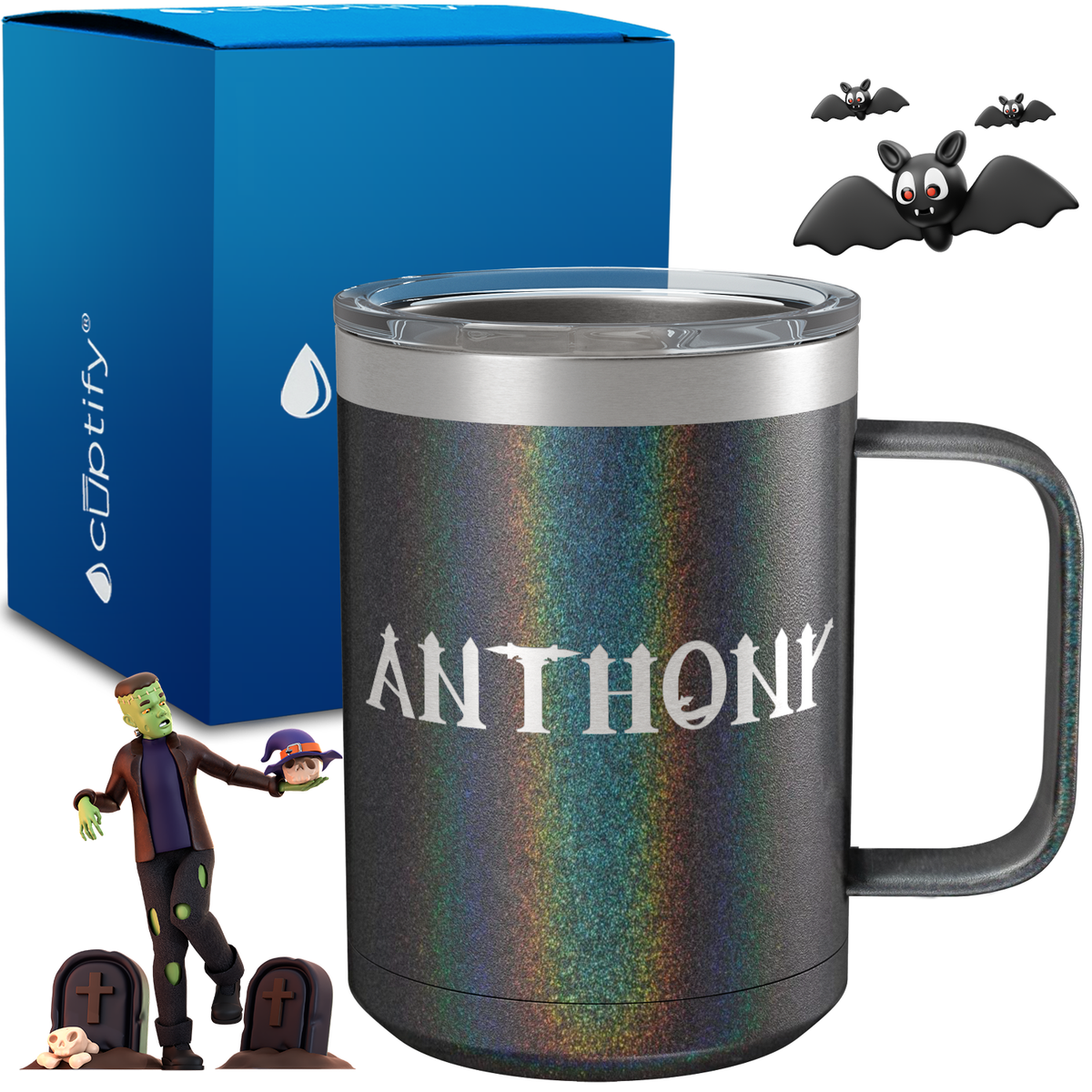 Personalized Creepy Halloween Font on 15oz Stainless Coffee Mug