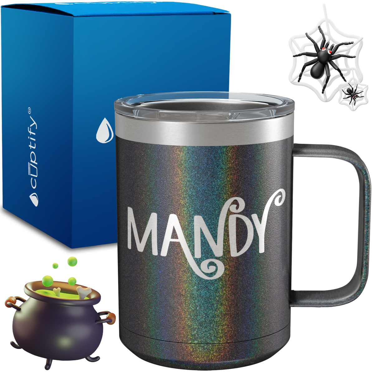 Personalized Curly Spooky Halloween Font on 15oz Stainless Coffee Mug
