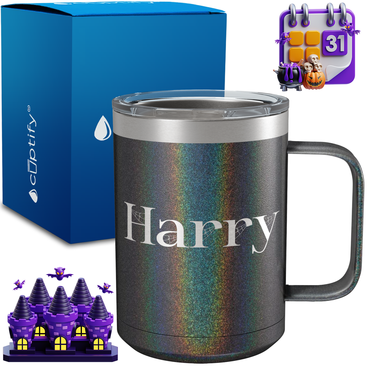 Personalized Wicked Halloween Font on 15oz Stainless Coffee Mug