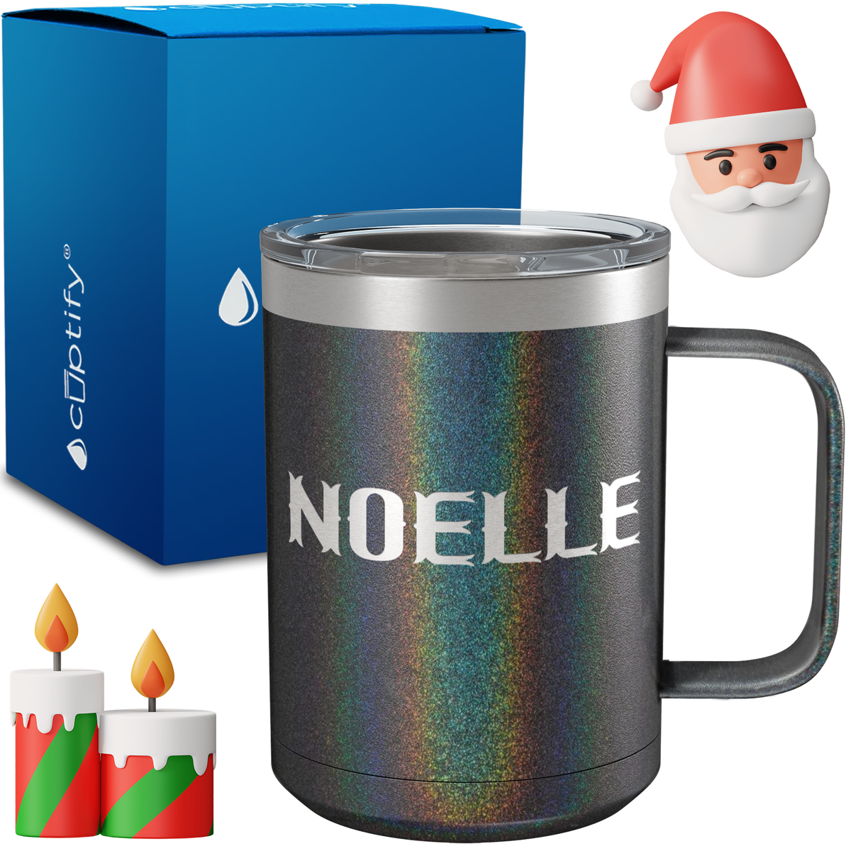 Personalized Claus Christmas Font on 15oz Stainless Coffee Mug