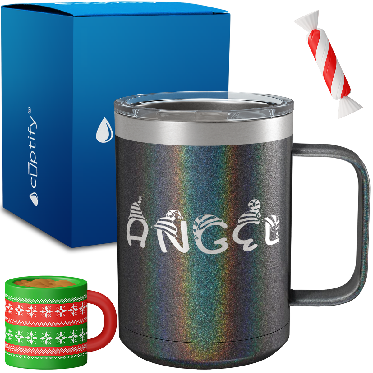 Personalized Elfen Christmas Font on 15oz Stainless Coffee Mug