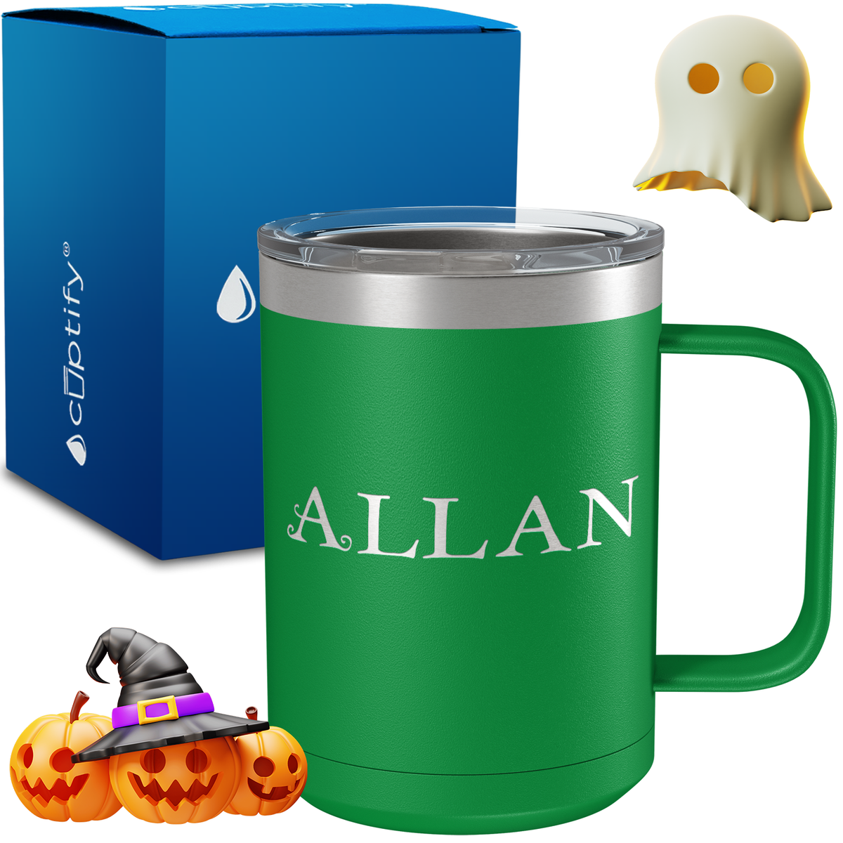 Personalized Eerie Halloween Font on 15oz Stainless Coffee Mug