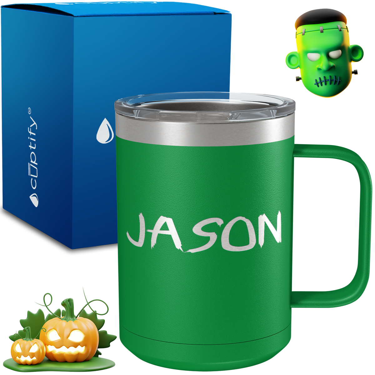 Personalized Scary Halloween Font on 15oz Stainless Coffee Mug