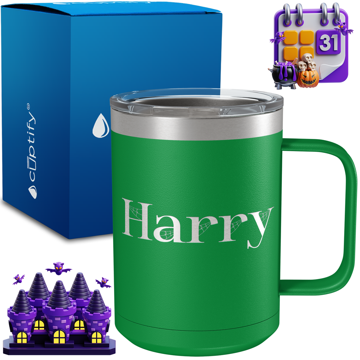 Personalized Wicked Halloween Font on 15oz Stainless Coffee Mug