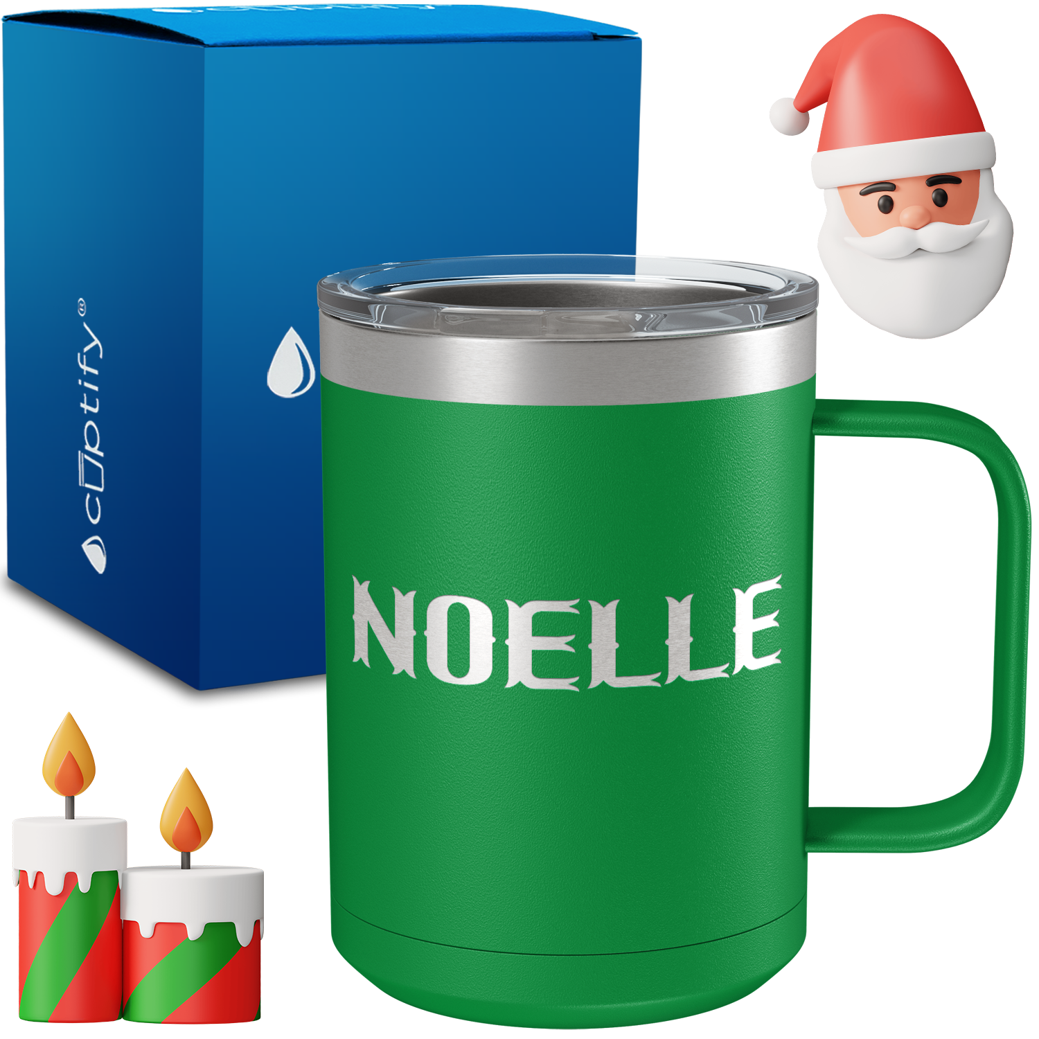 Personalized Claus Christmas Font on 15oz Stainless Coffee Mug