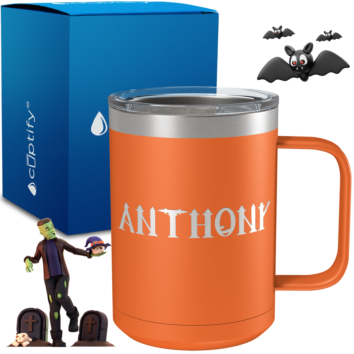 Personalized Creepy Halloween Font on 15oz Stainless Coffee Mug
