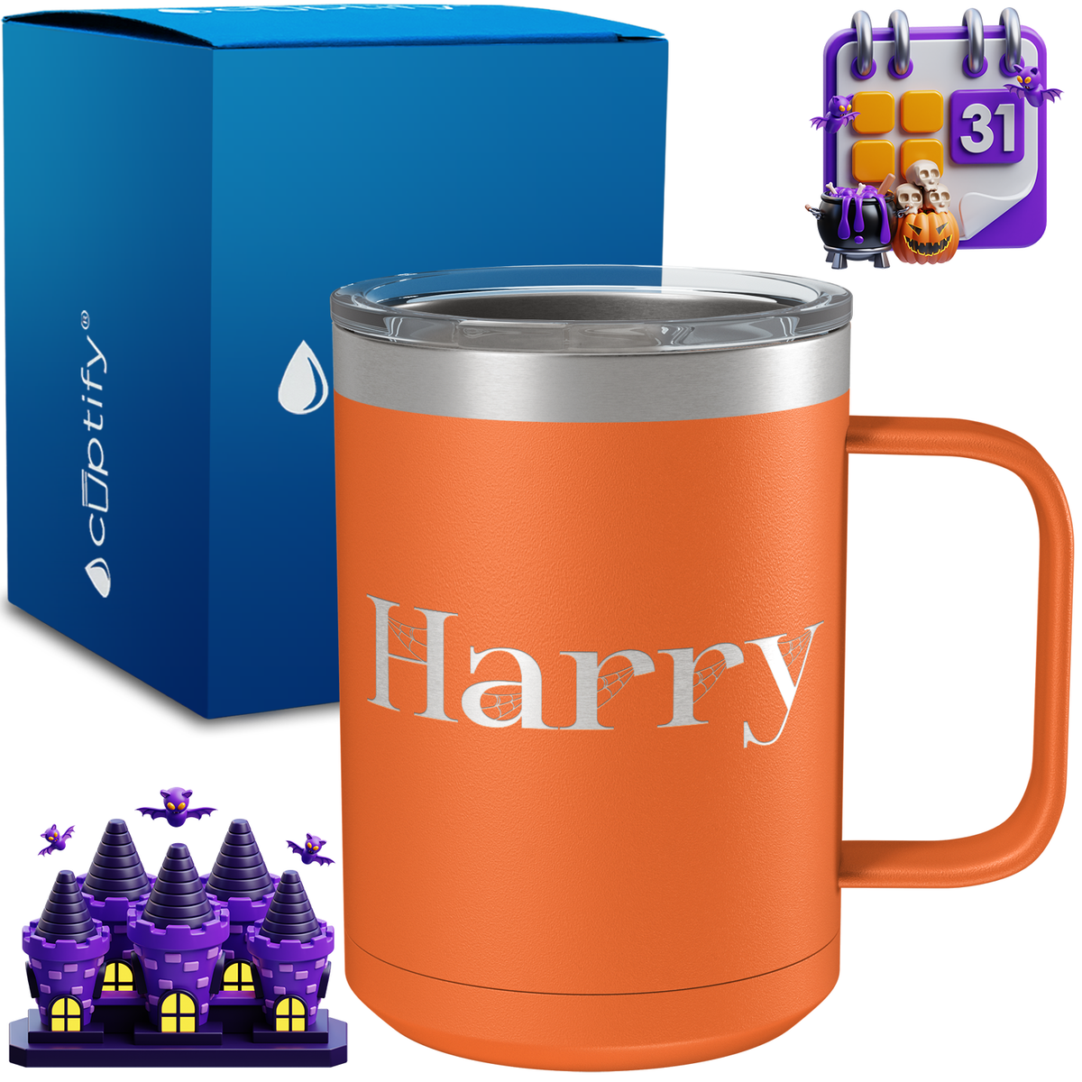 Personalized Wicked Halloween Font on 15oz Stainless Coffee Mug