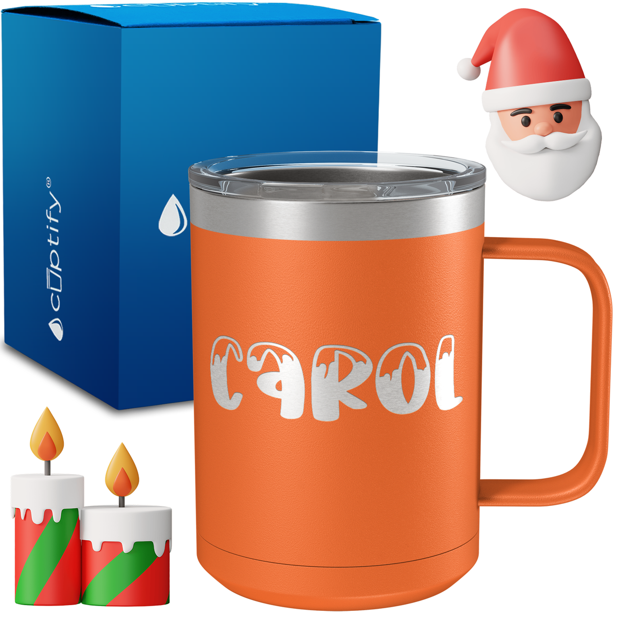 Personalized Frosty Christmas Font on 15oz Stainless Coffee Mug