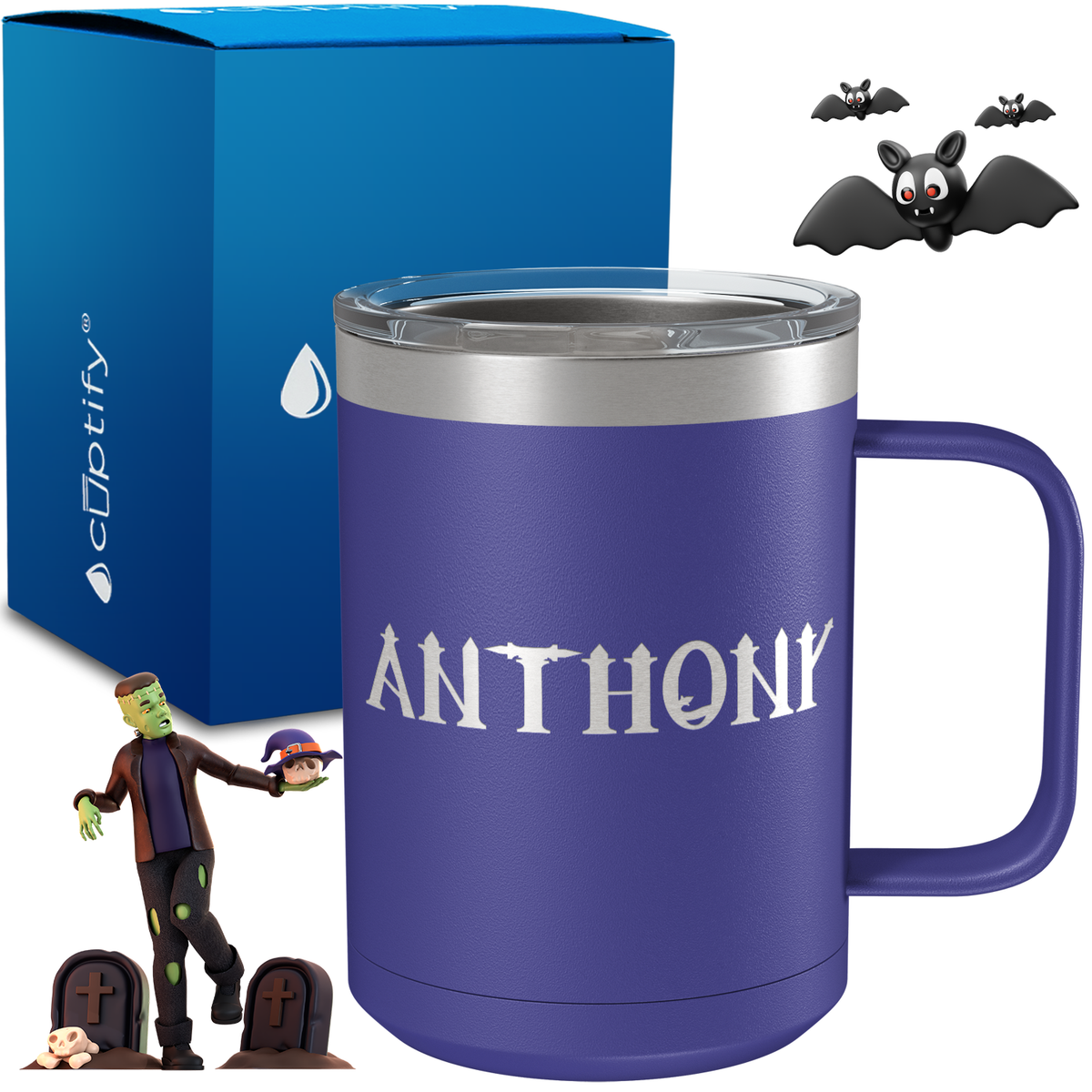 Personalized Creepy Halloween Font on 15oz Stainless Coffee Mug