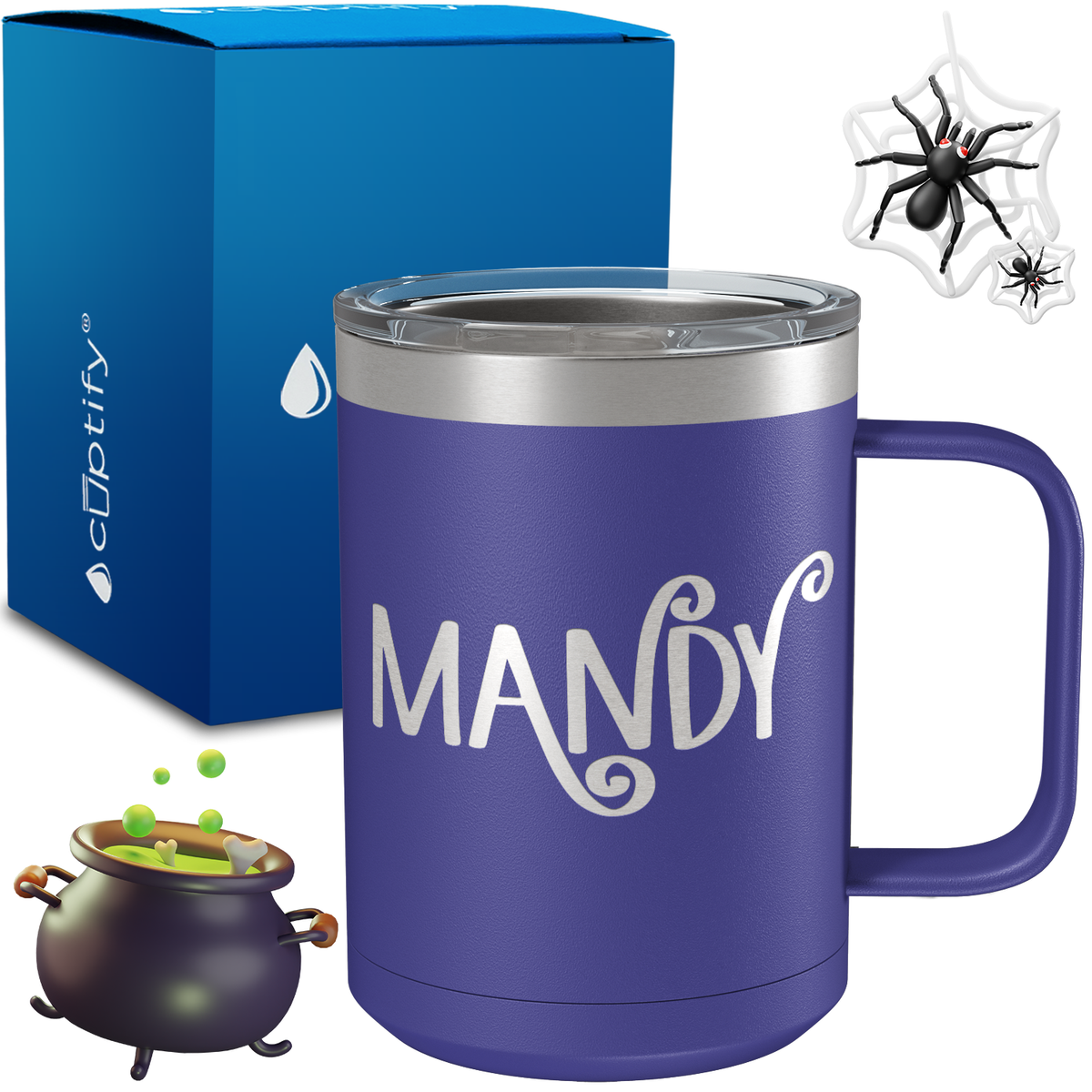 Personalized Curly Spooky Halloween Font on 15oz Stainless Coffee Mug