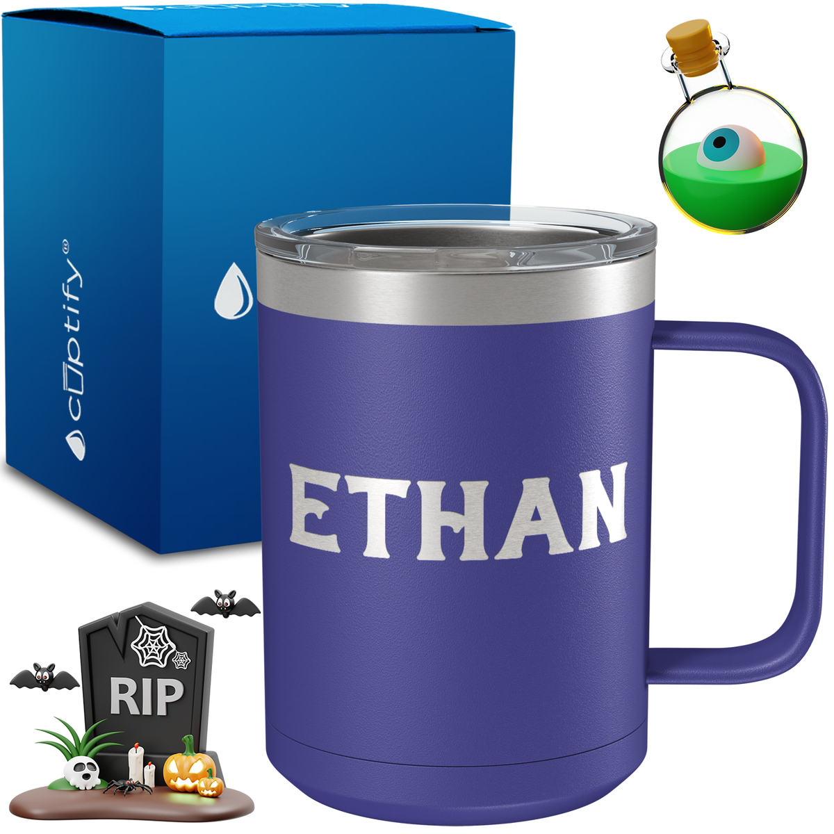 Personalized Grim Halloween Font on 15oz Stainless Coffee Mug