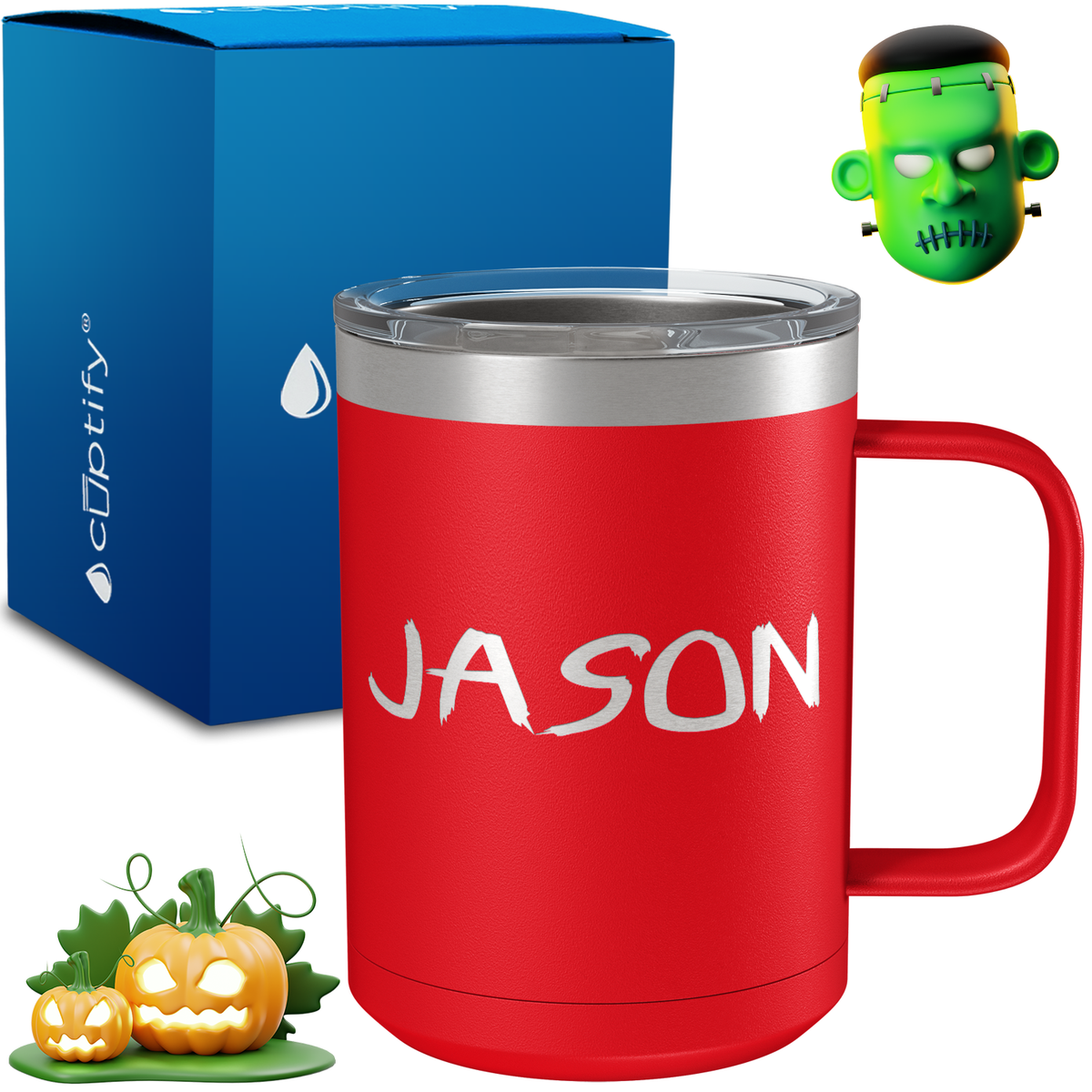 Personalized Scary Halloween Font on 15oz Stainless Coffee Mug