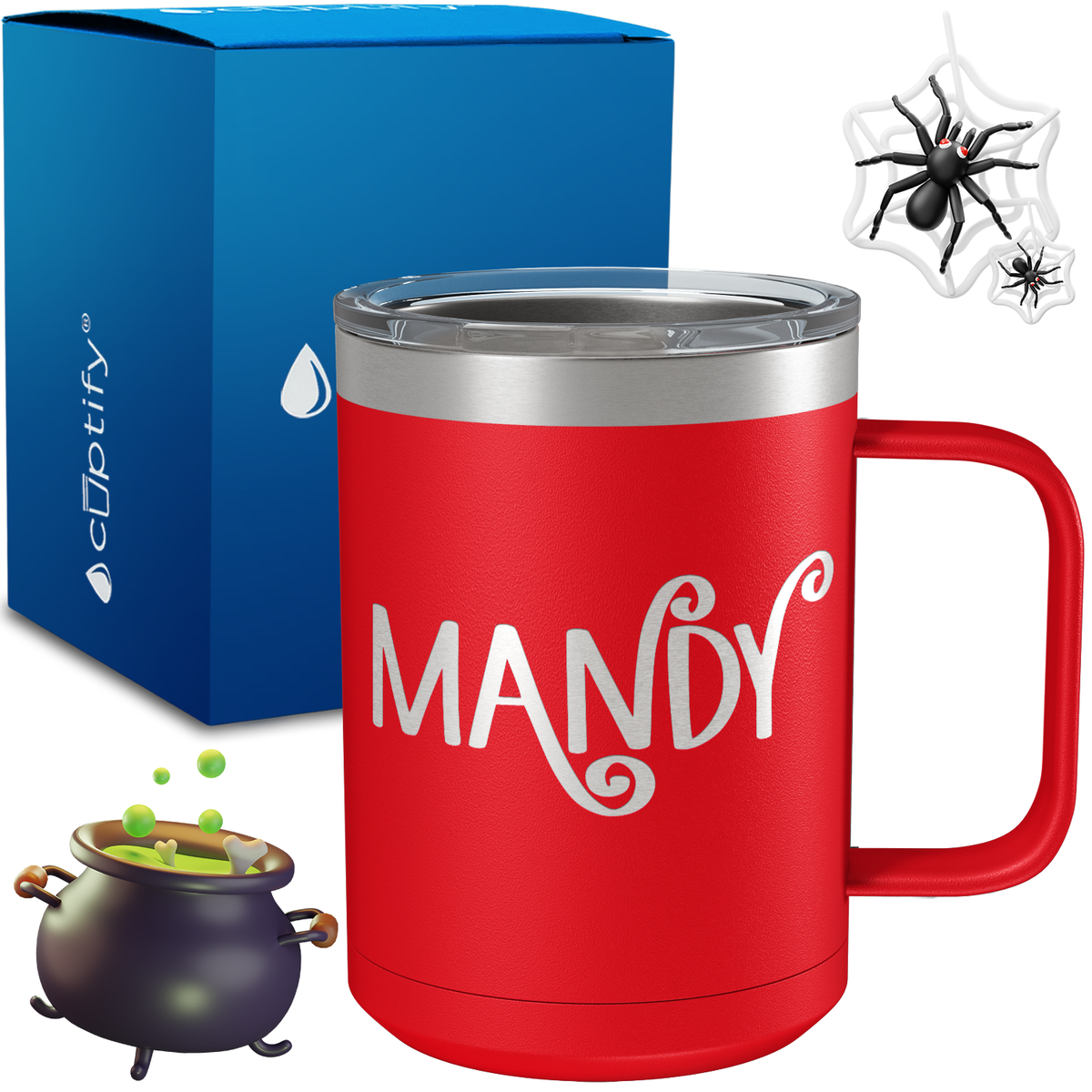 Personalized Curly Spooky Halloween Font on 15oz Stainless Coffee Mug