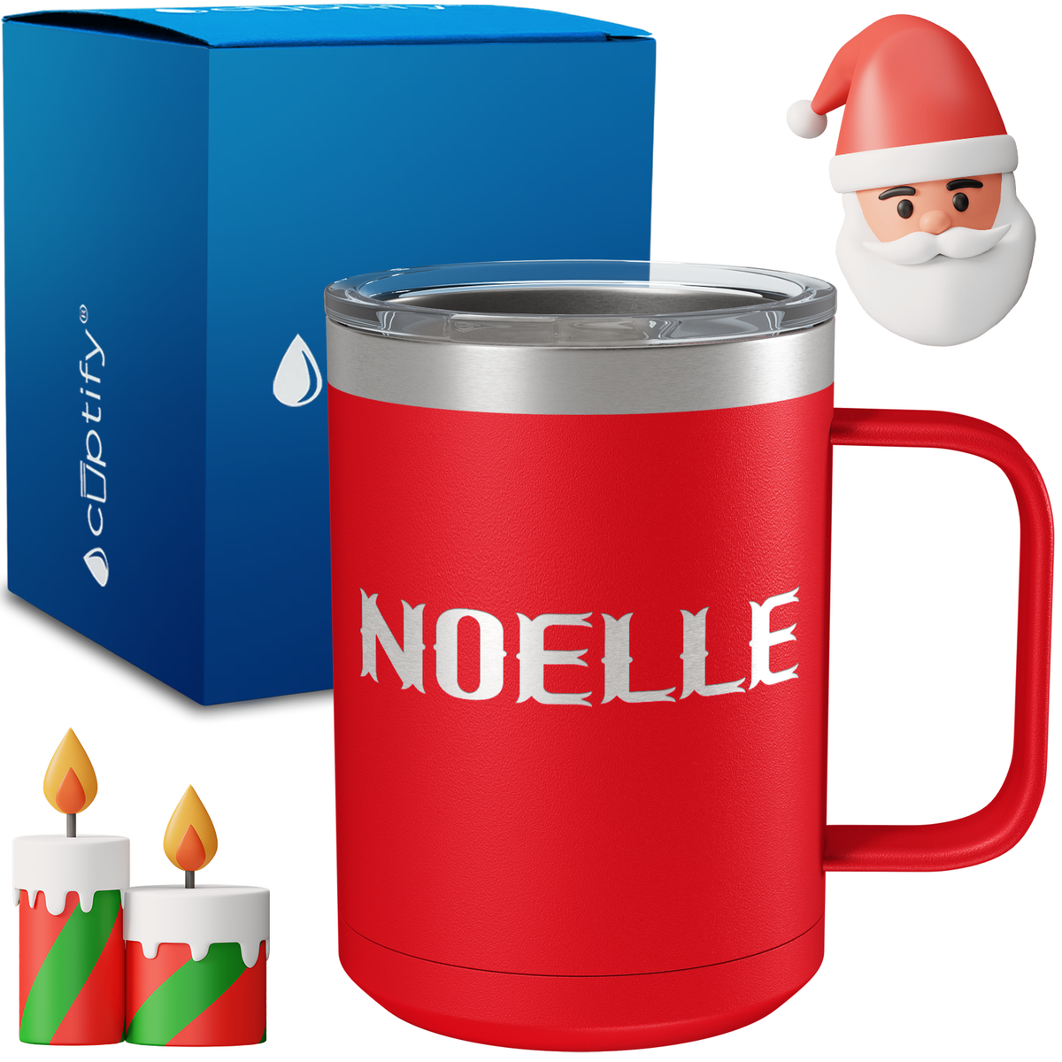 Personalized Claus Christmas Font on 15oz Stainless Coffee Mug