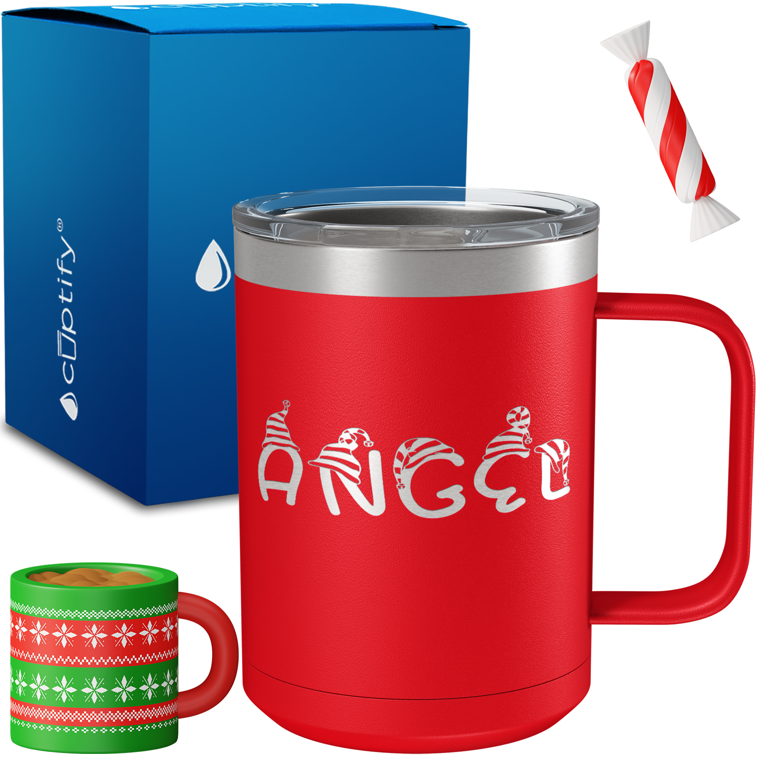 Personalized Elfen Christmas Font on 15oz Stainless Coffee Mug