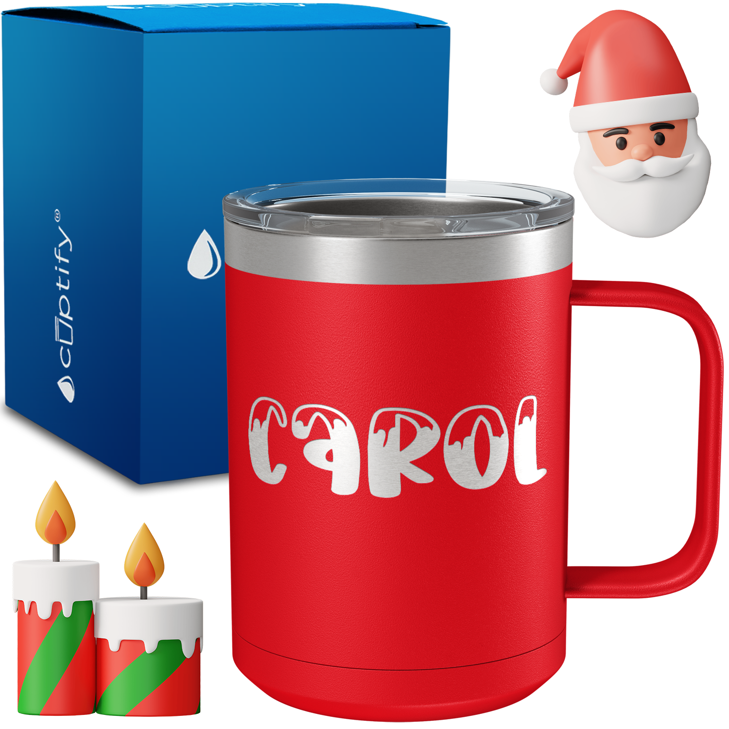 Personalized Frosty Christmas Font on 15oz Stainless Coffee Mug