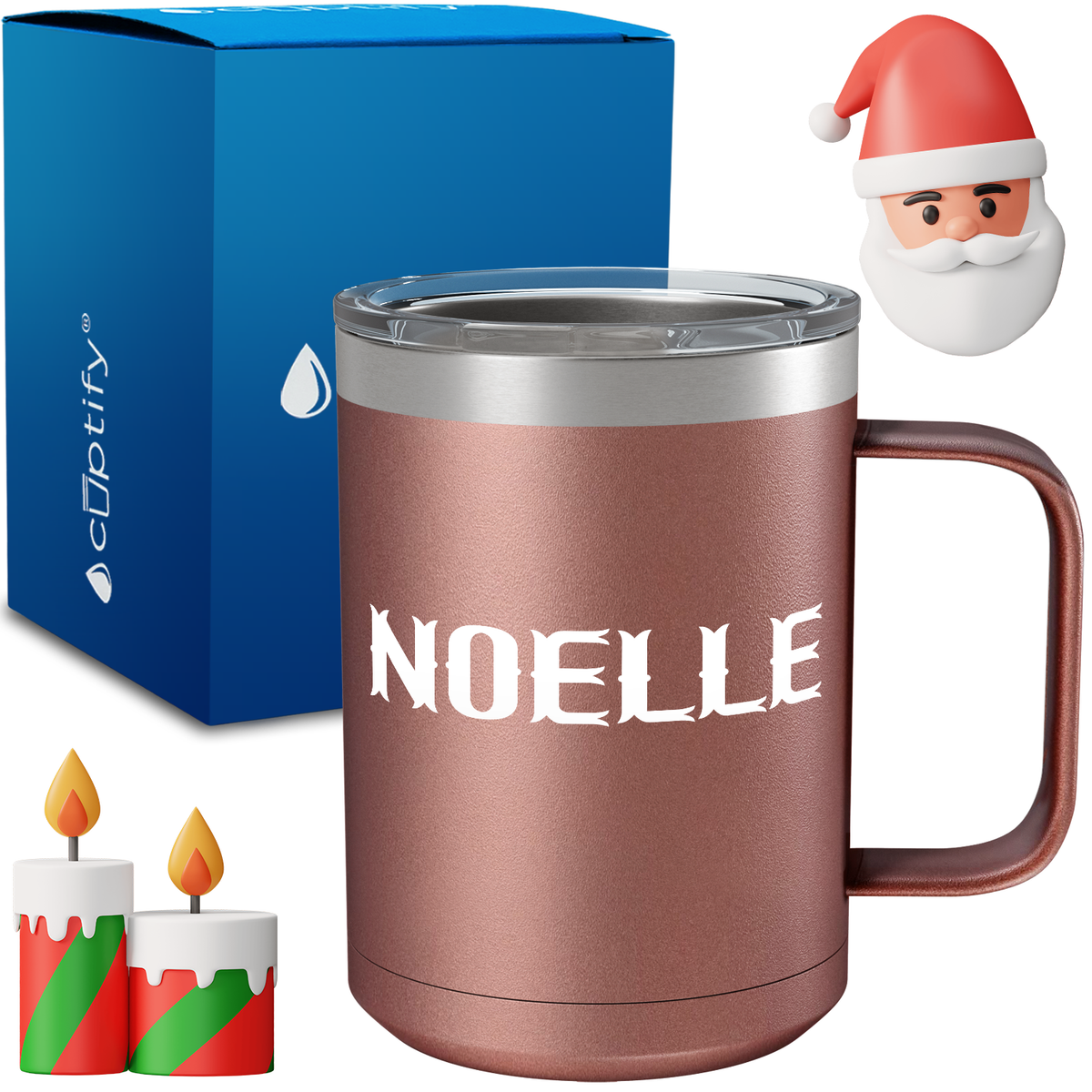 Personalized Claus Christmas Font on 15oz Stainless Coffee Mug