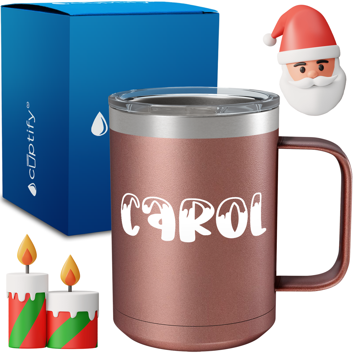 Personalized Frosty Christmas Font on 15oz Stainless Coffee Mug
