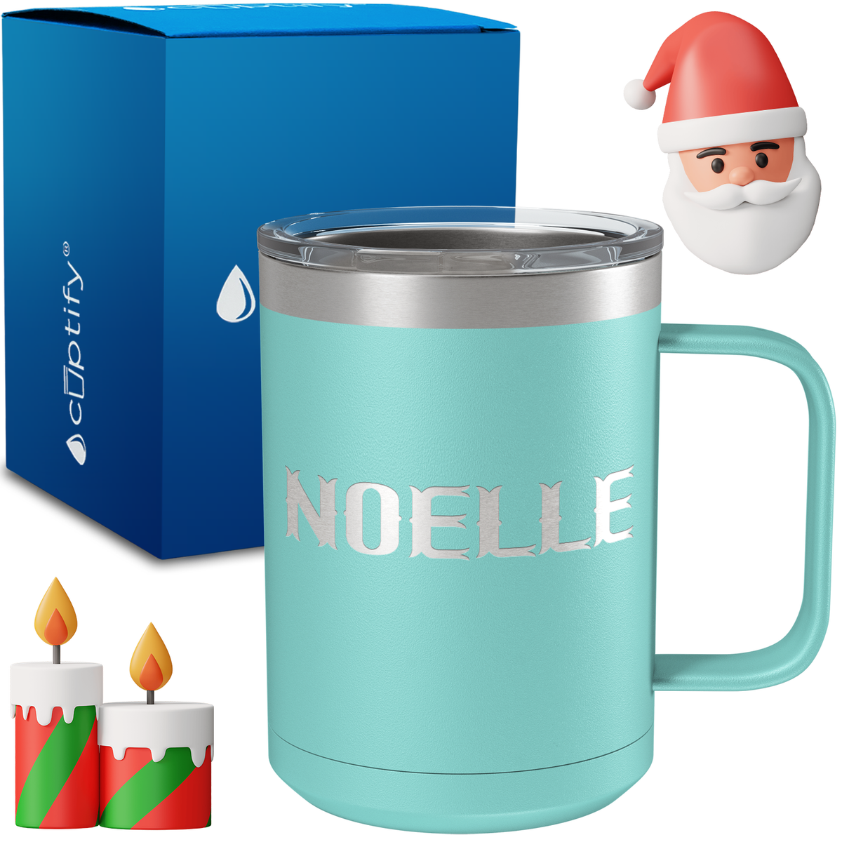 Personalized Claus Christmas Font on 15oz Stainless Coffee Mug