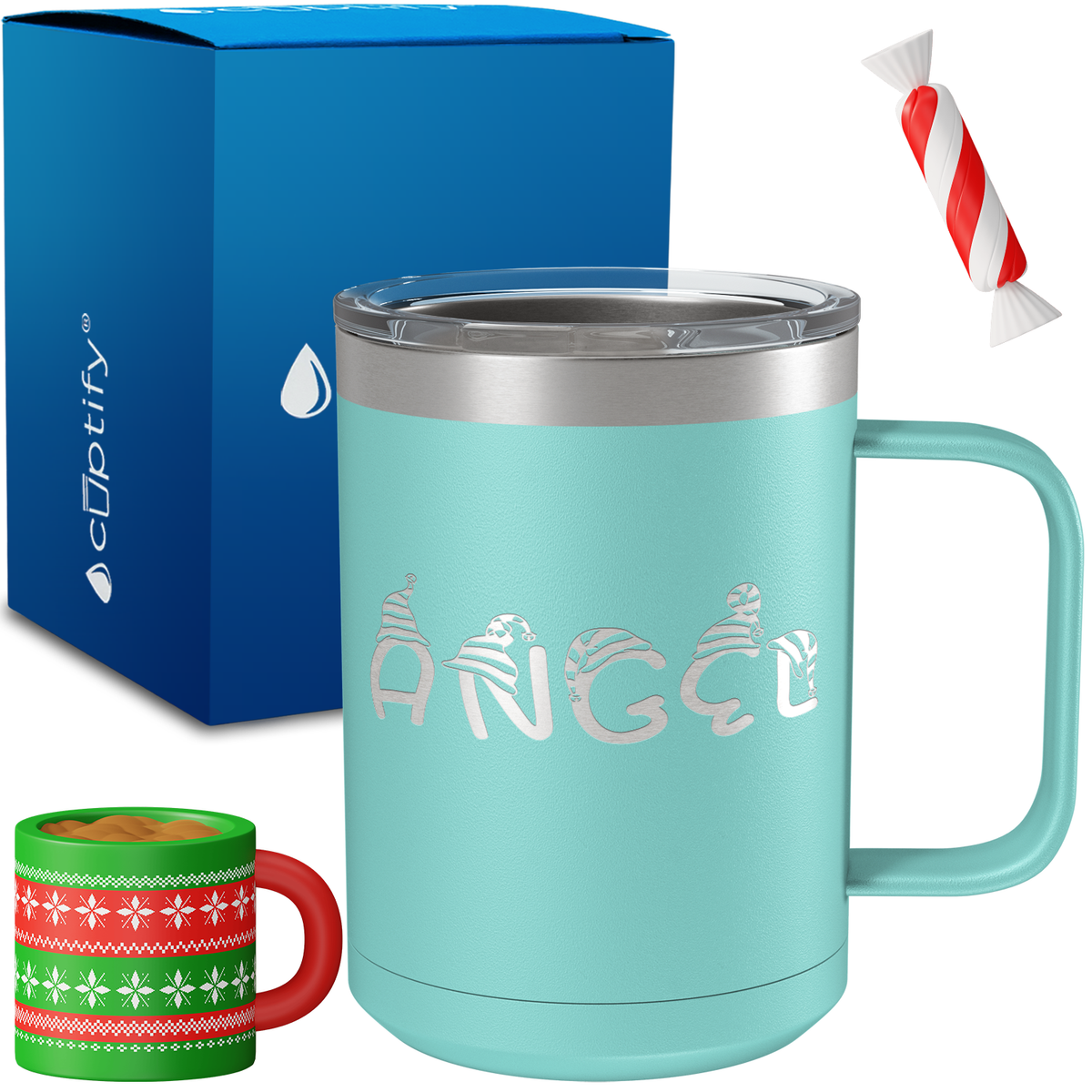 Personalized Elfen Christmas Font on 15oz Stainless Coffee Mug