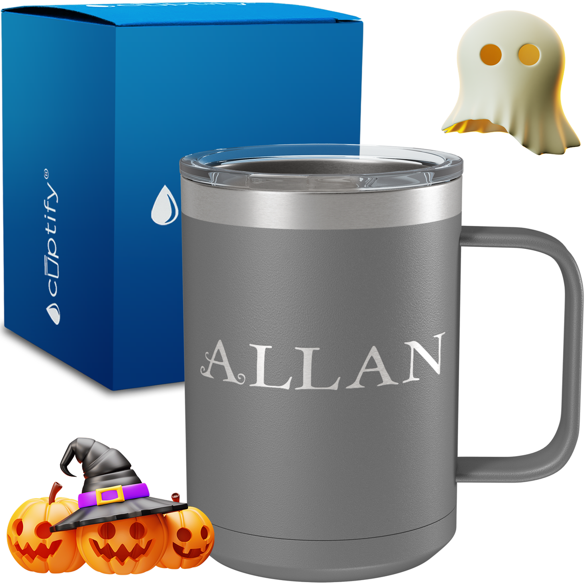 Personalized Eerie Halloween Font on 15oz Stainless Coffee Mug