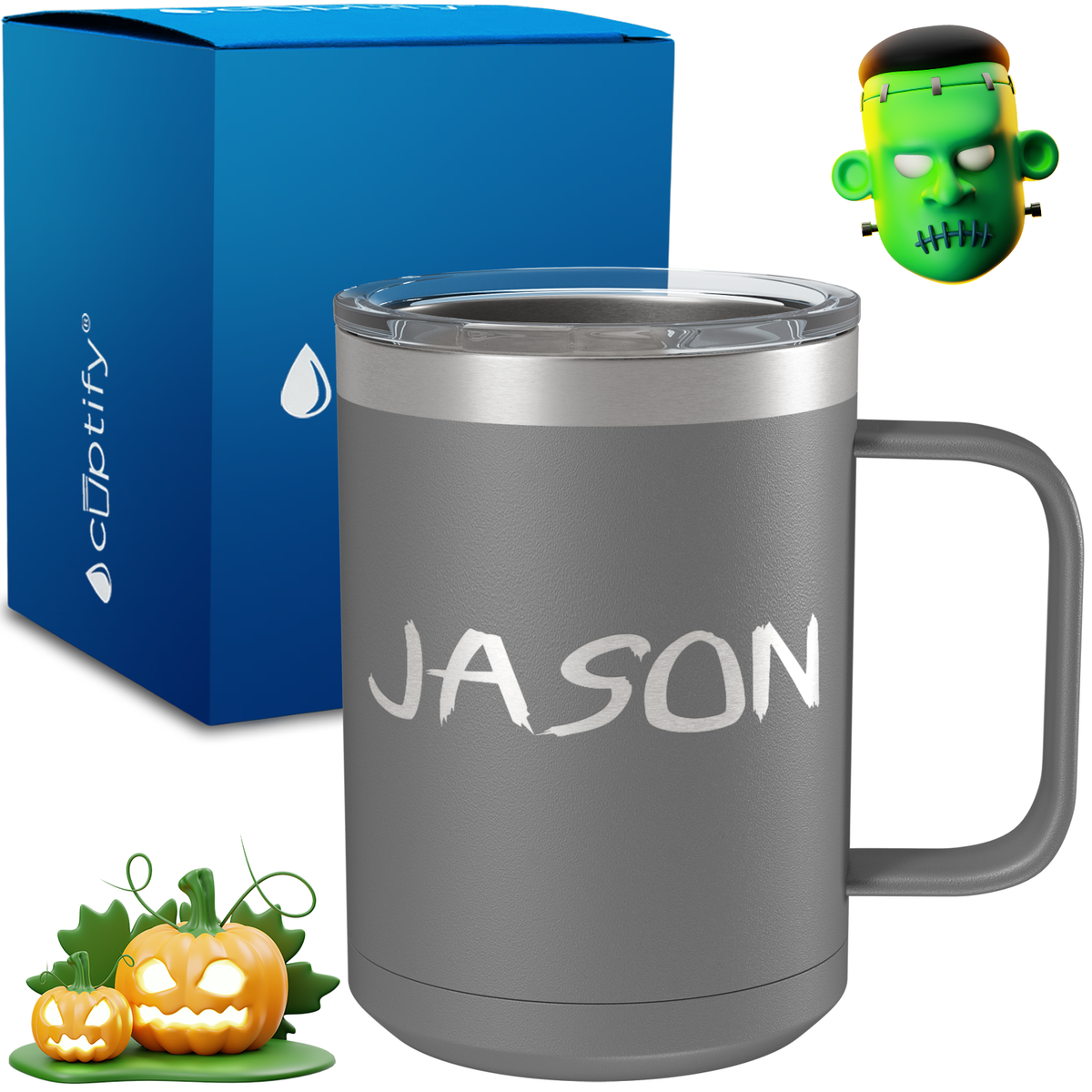 Personalized Scary Halloween Font on 15oz Stainless Coffee Mug