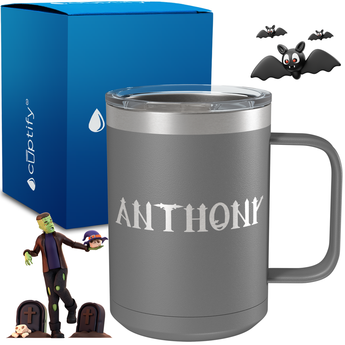 Personalized Creepy Halloween Font on 15oz Stainless Coffee Mug
