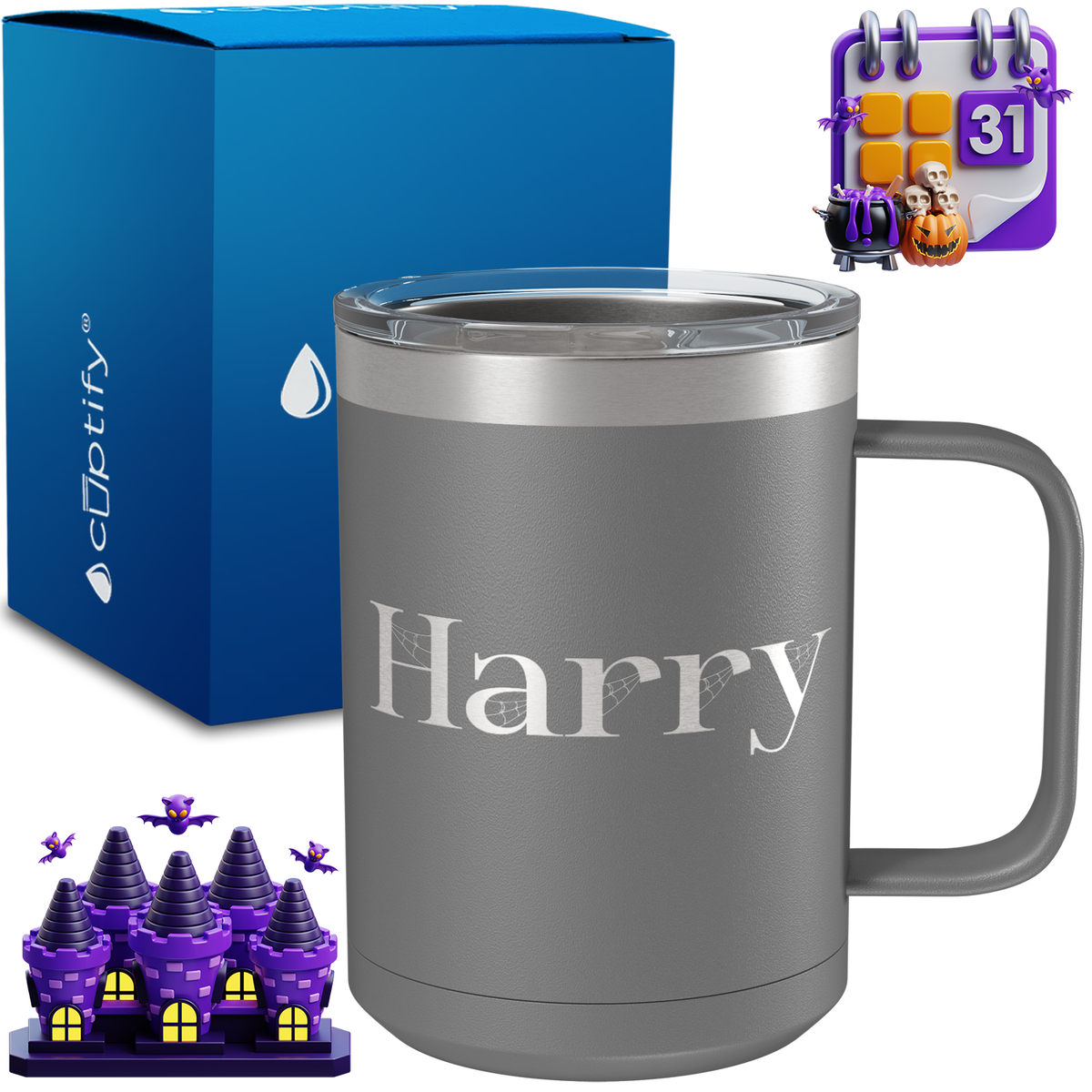 Personalized Wicked Halloween Font on 15oz Stainless Coffee Mug