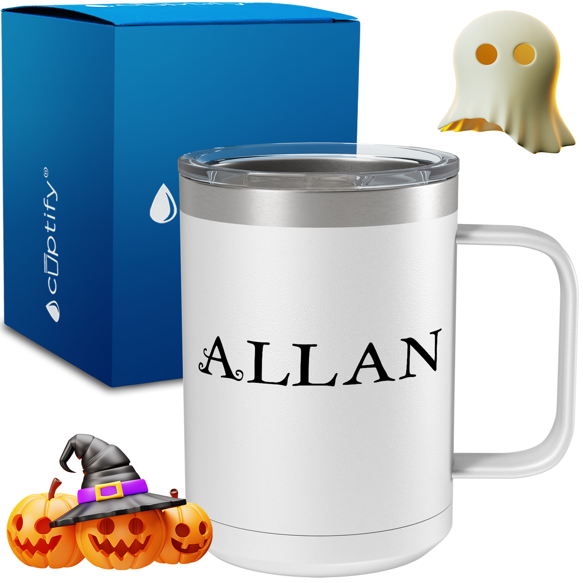 Personalized Eerie Halloween Font on 15oz Stainless Coffee Mug