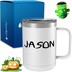 Personalized Scary Halloween Font on 15oz Stainless Coffee Mug