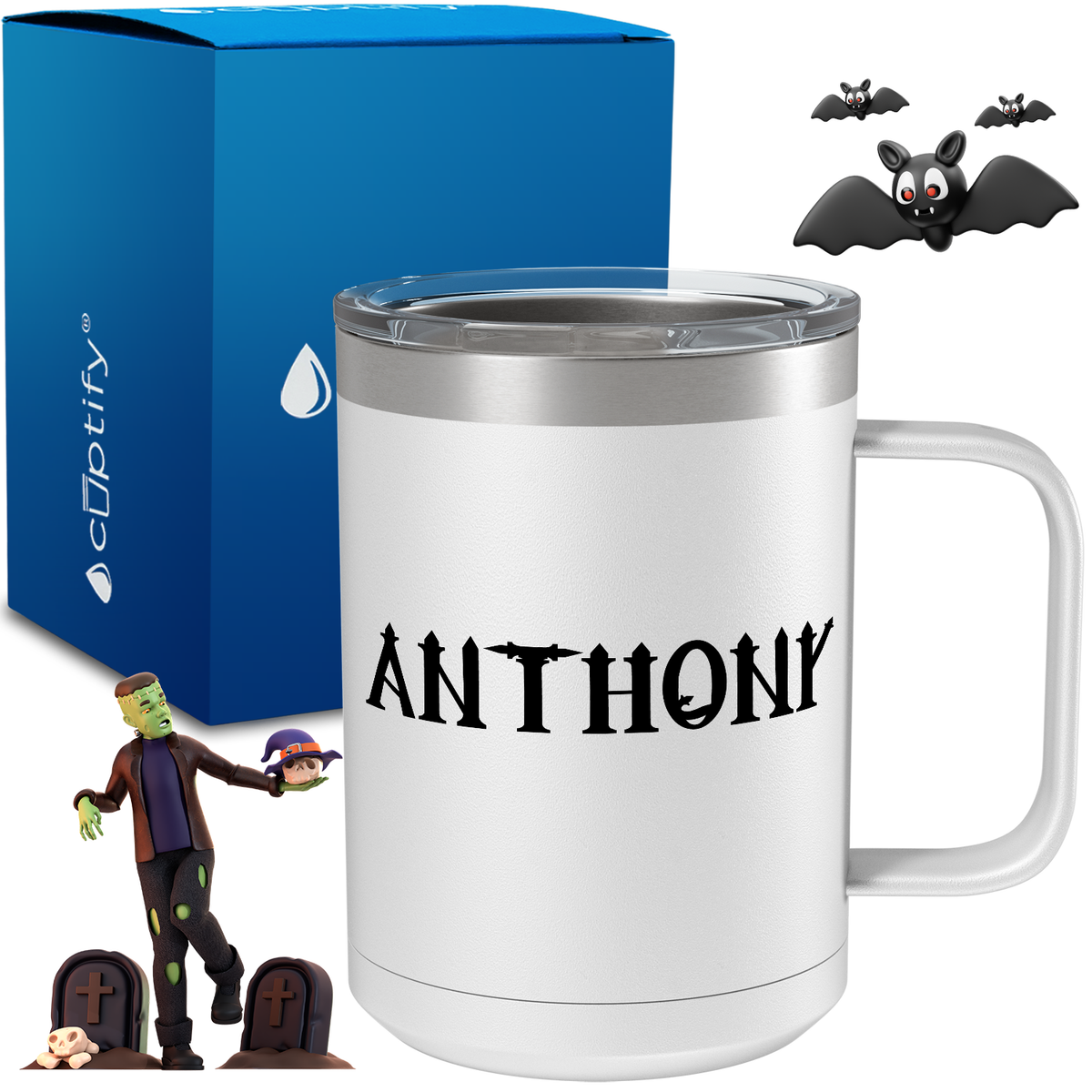 Personalized Creepy Halloween Font on 15oz Stainless Coffee Mug