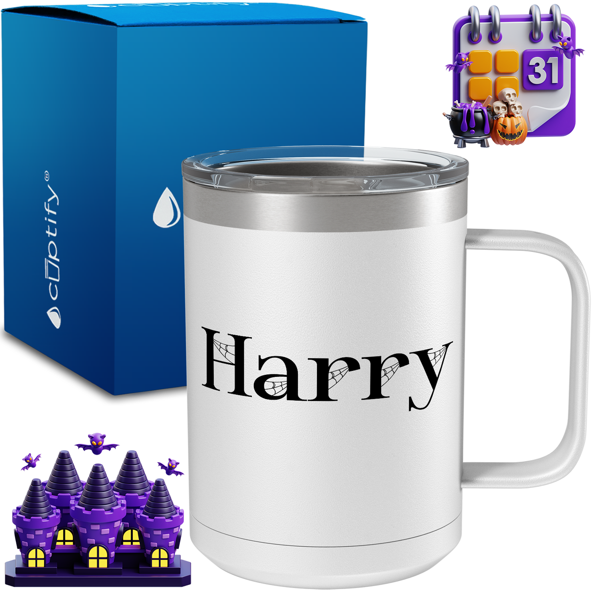Personalized Wicked Halloween Font on 15oz Stainless Coffee Mug