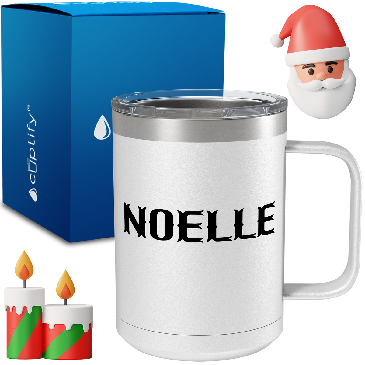 Personalized Claus Christmas Font on 15oz Stainless Coffee Mug