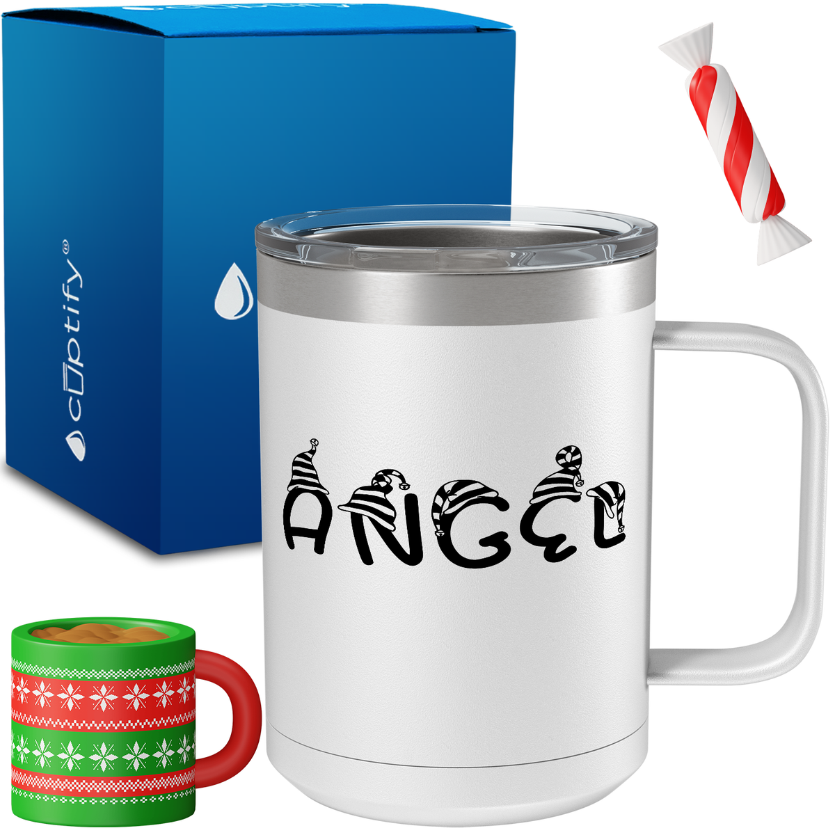 Personalized Elfen Christmas Font on 15oz Stainless Coffee Mug