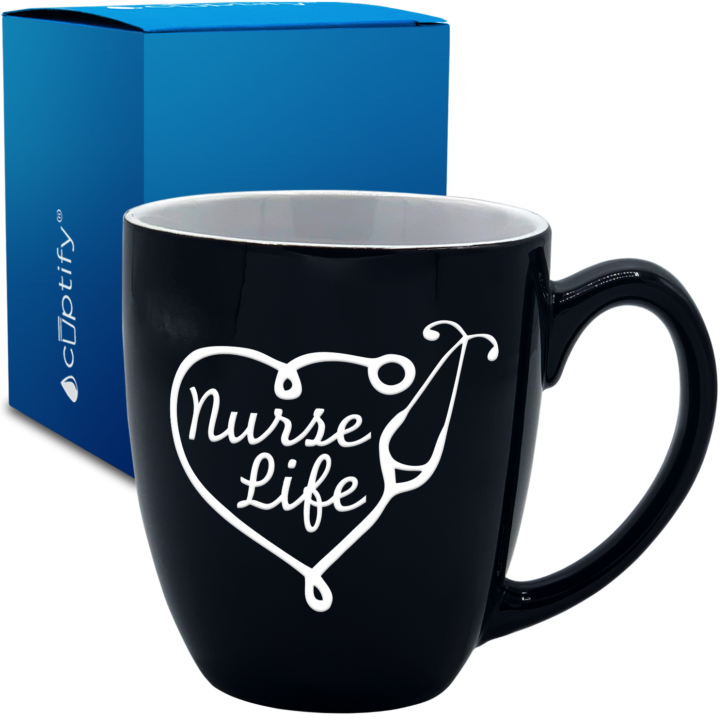 Nurse Life Stethoscope 16oz Personalized Bistro Coffee Mug