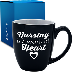 Nursing is a Work of Heart 16oz Personalized Bistro Coffee Mug