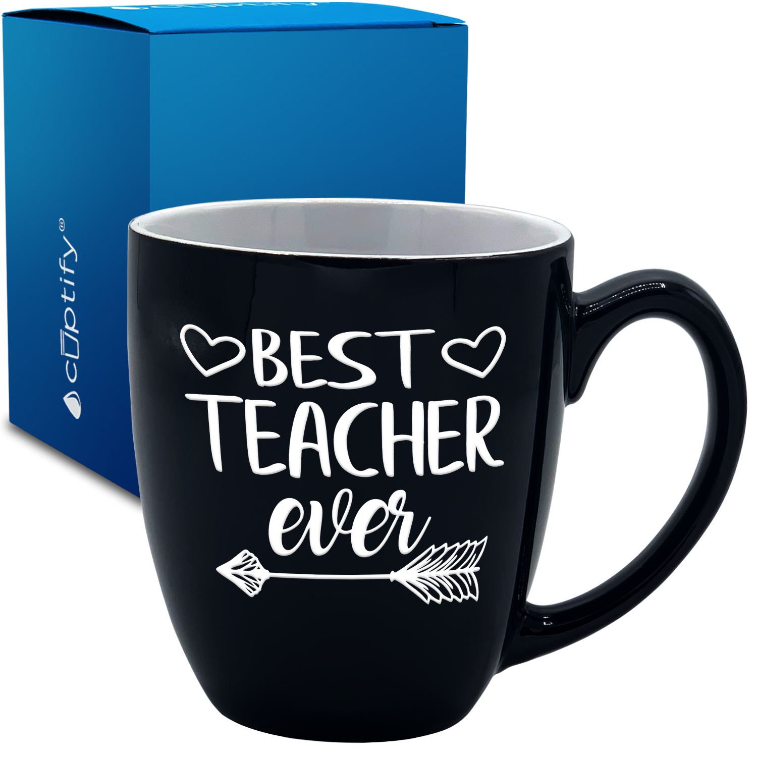 Best Teacher Ever Arrow 16oz Personalized Bistro Coffee Mug