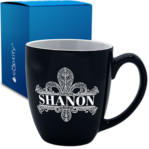 Personalized Fleur de Lis 16oz Bistro Coffee Mug