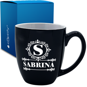 Personalized Ultramodern Initial and Name 16oz Bistro Coffee Mug