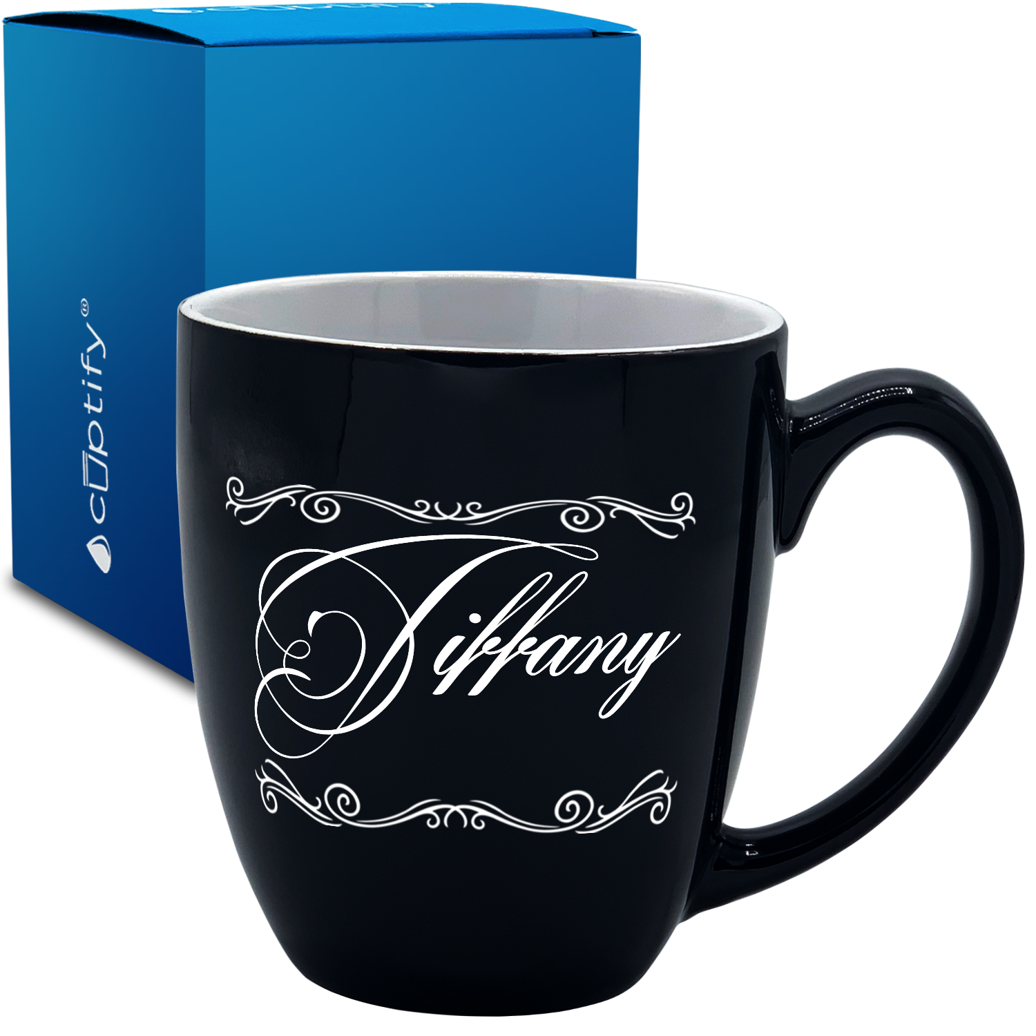 Personalized Scroll Script 16oz Bistro Coffee Mug