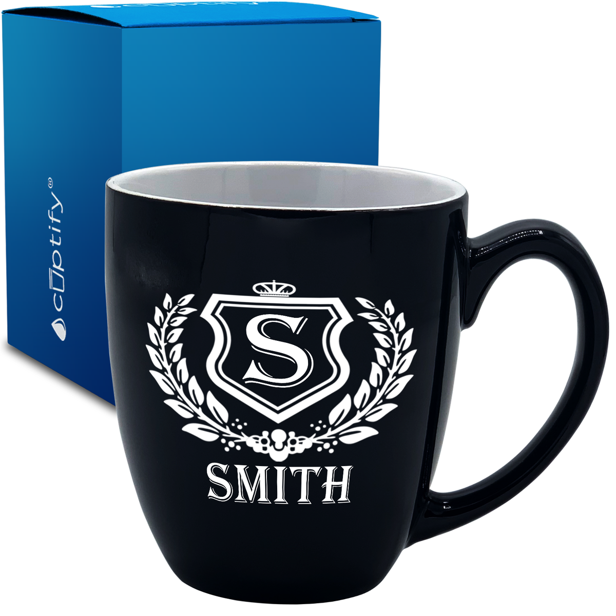 Personalized Monogram Initial Badge 16oz Bistro Coffee Mug