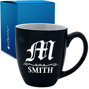 Personalized Gothic Initial 16oz Bistro Coffee Mug