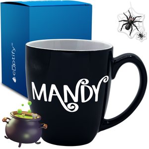 Personalized Curly Spooky Halloween Font 16oz Bistro Coffee Mug
